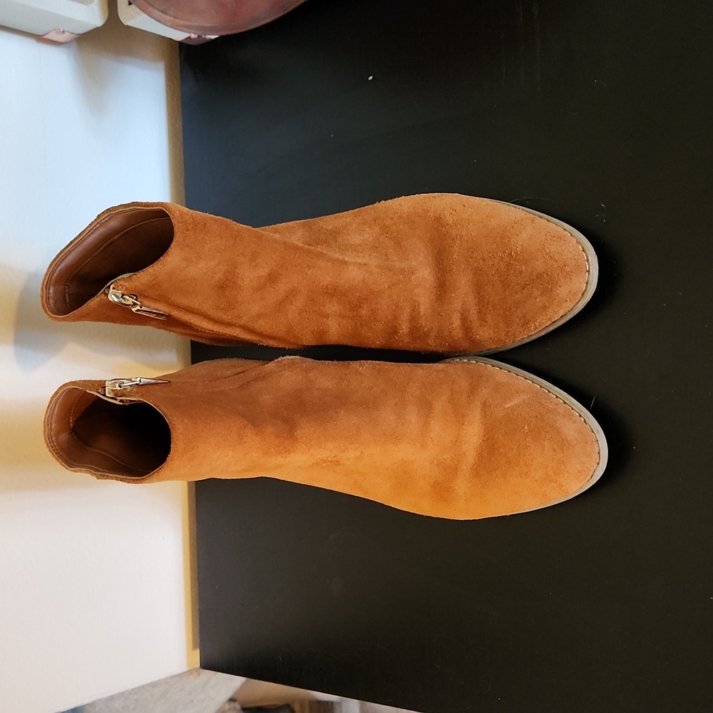 Clarks Somerset Orange Suede Leather Ankle Boot Booties